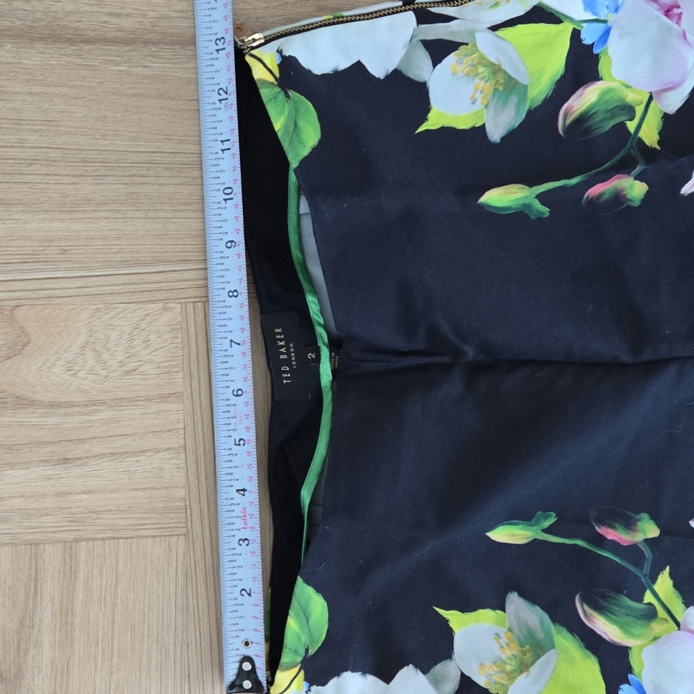 TED BAKER Galla Mirrored Forget Me Not Floral Black PANTS TB 2 US 4-6 - Picture 4 of 7